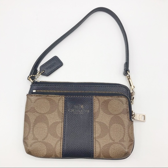 Coach Handbags - Coach Signature C Brown Wristlet Mini Bag Purse